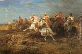 Adolf Schreyer Canvas Paintings - Arabian Patrol